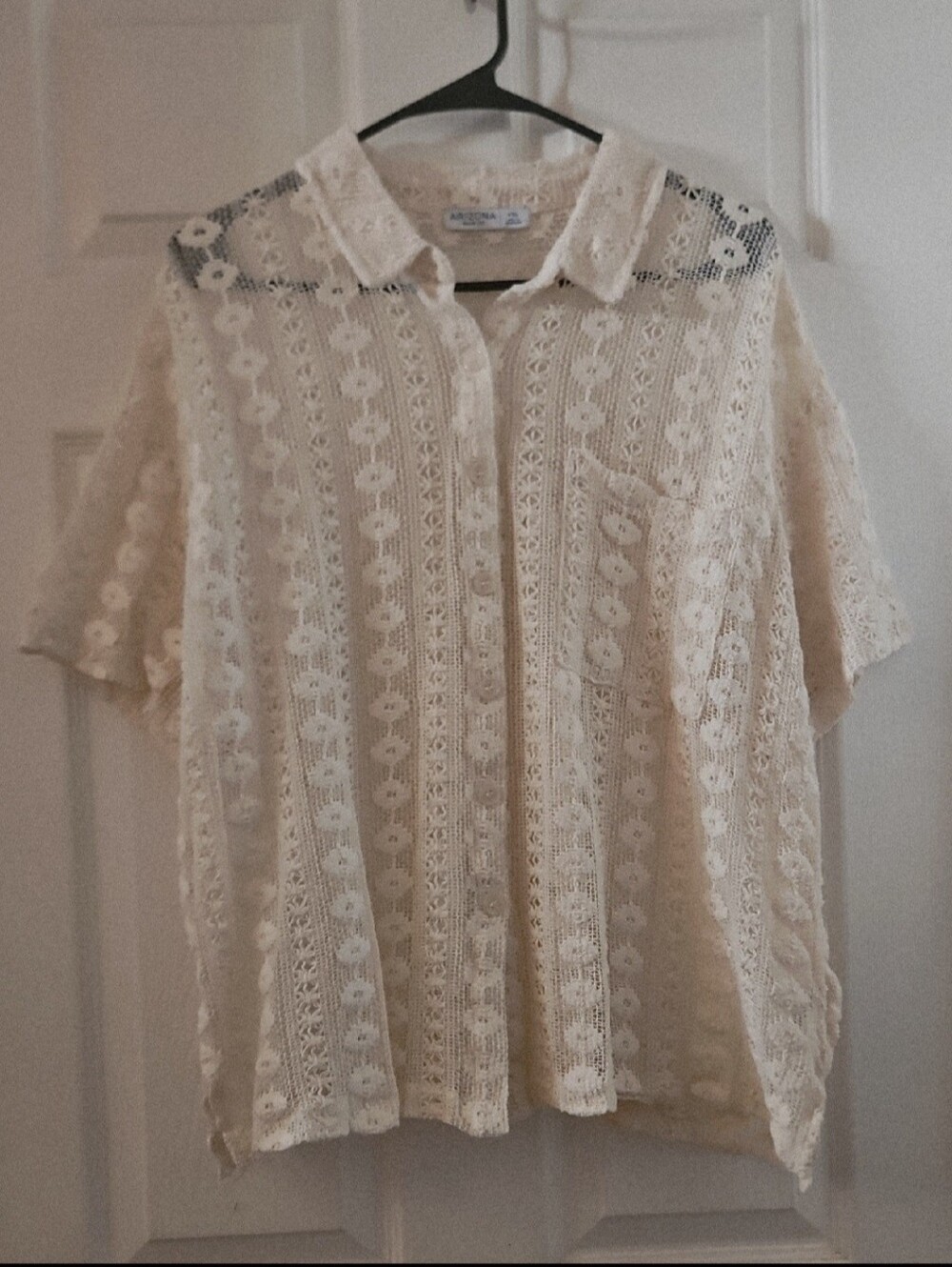 Arizona Jean Company Crochet Button Down Top